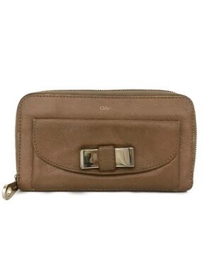 Chloe Lily Leather Zip Around Long Wallet Purse Brown👝